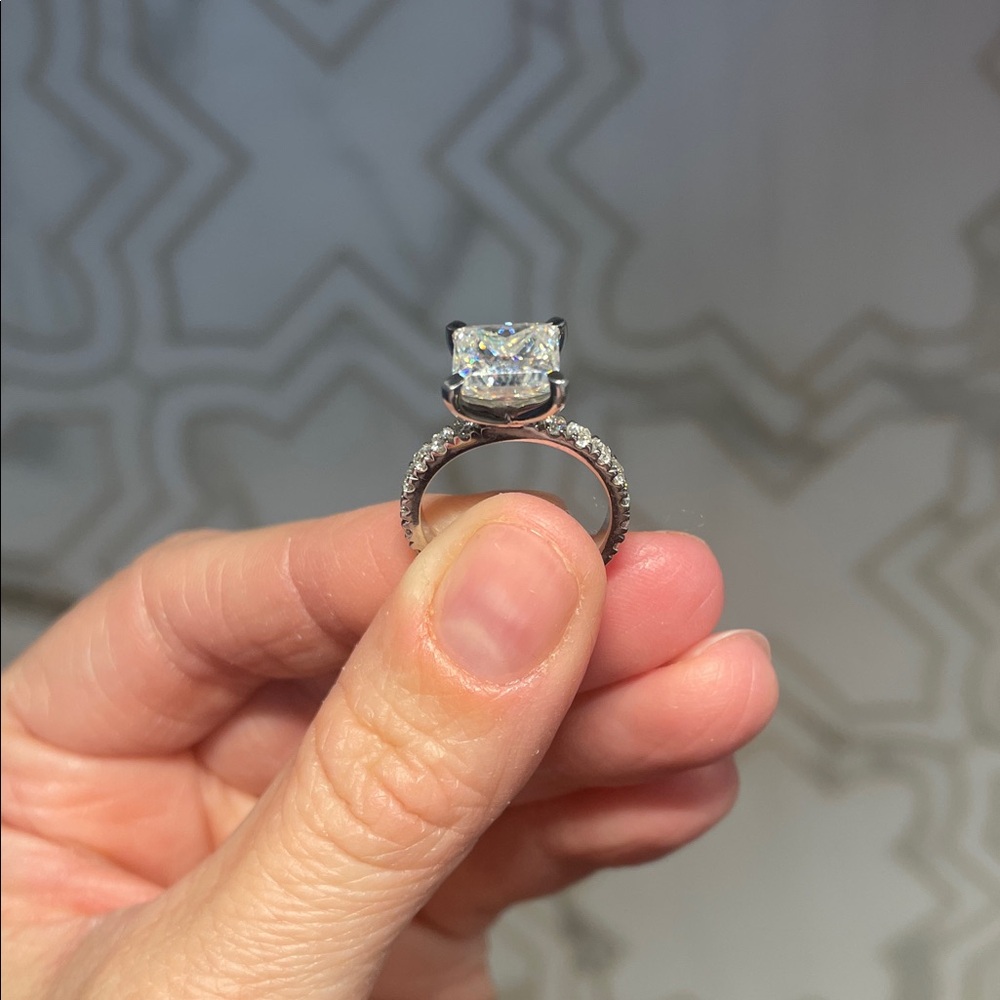 3 Carat Princess Cut Moissanite Engagement Ring - Picture 5 of 8